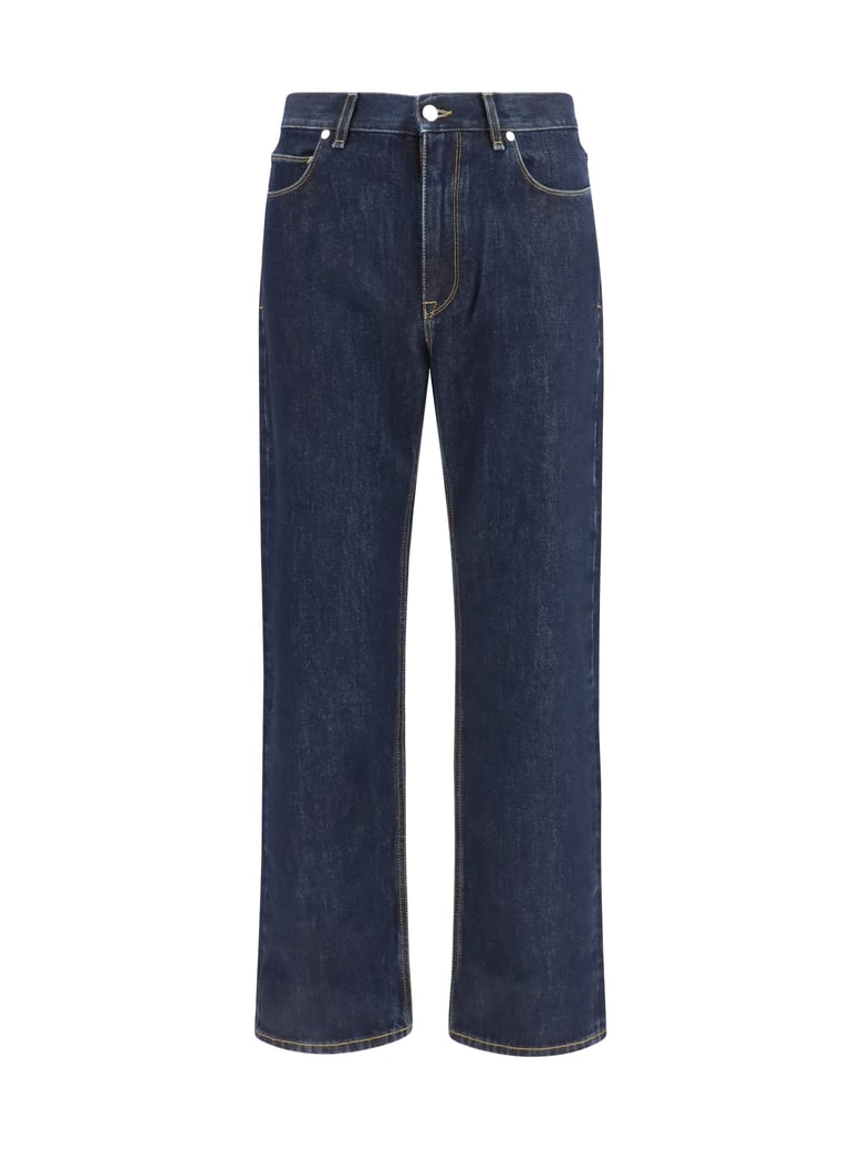 straight-leg jeans dark blue denim by Selfnex