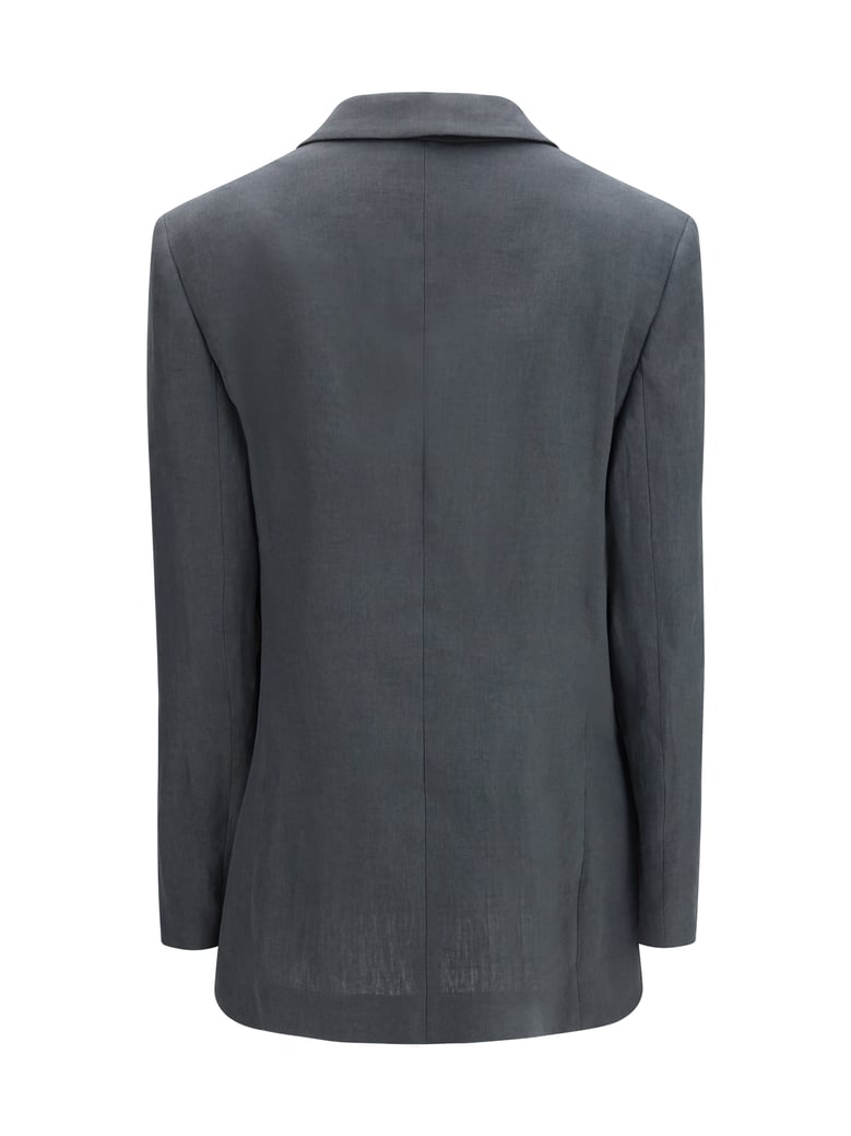 single-breasted linen jacket dark shadow by Selfnex