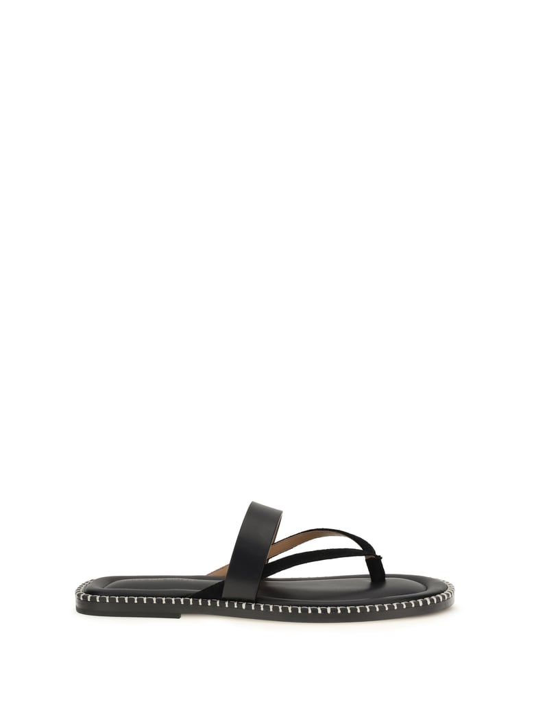 slip-on leather sandals with sequins black by Selfnex