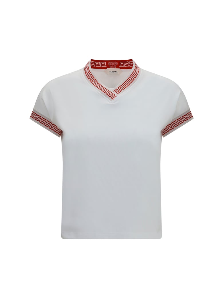 t-shirt greca v-neck optical white by Selfnex