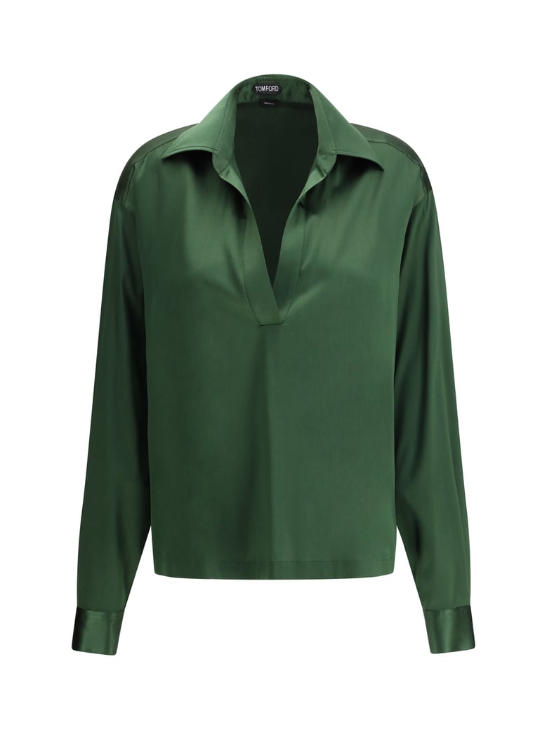 shirt stretch silk moss green by Selfnex
