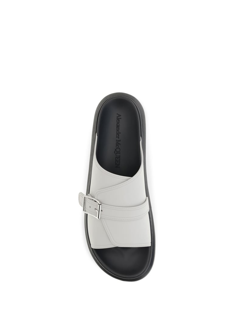 buckle slide sandals ash grey by Selfnex