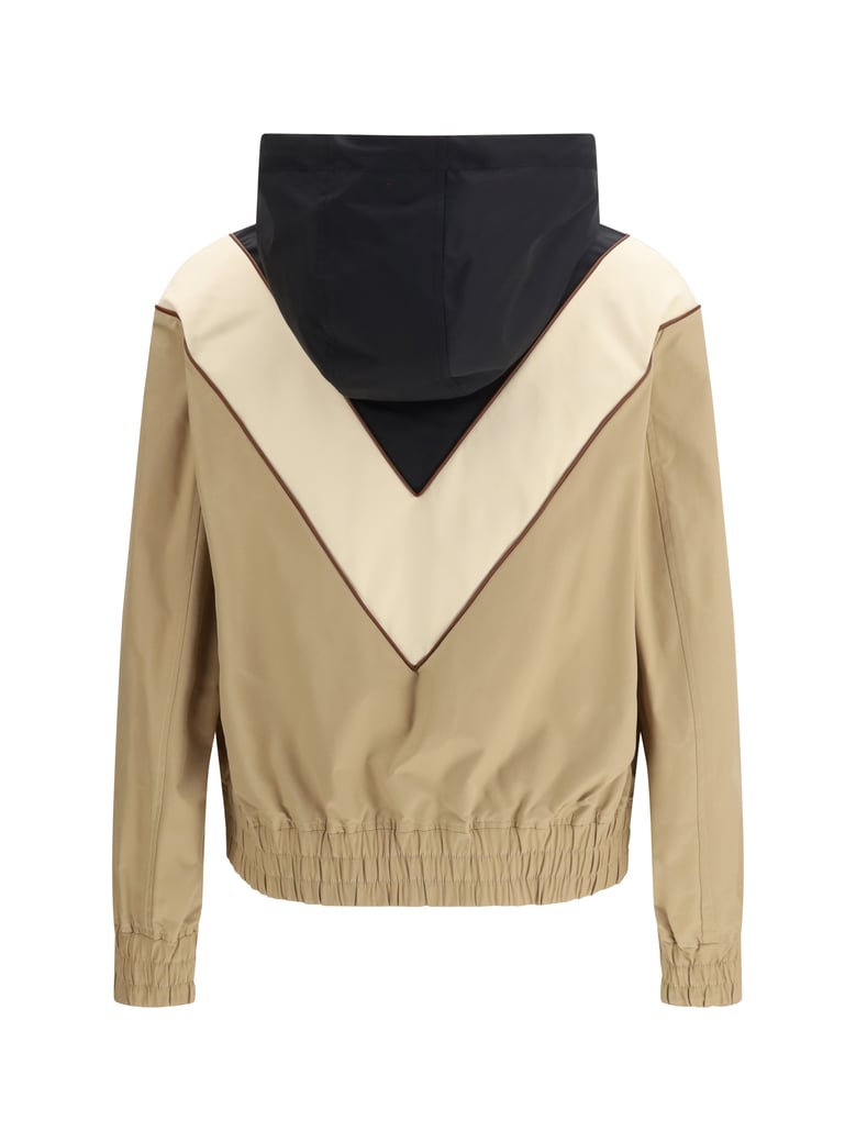 hooded windbreaker jacket black/cream/camel by Selfnex