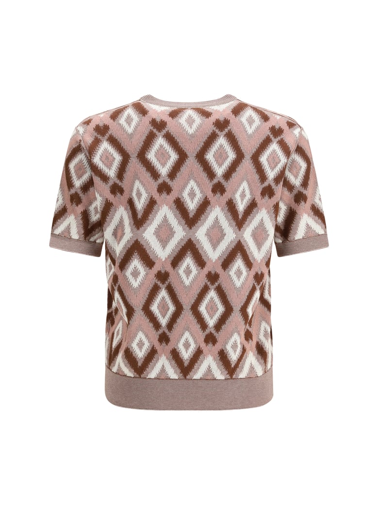 short-sleeve crewneck sweater antique rose by Selfnex