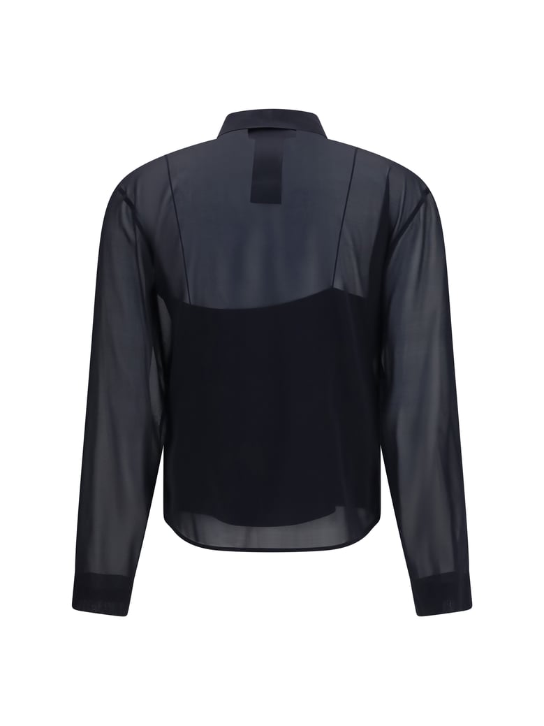 shirt stretch silk chiffon black by Selfnex