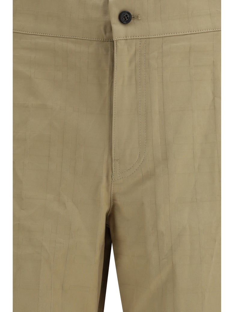 textured check cotton pants sandstorm beige by Selfnex