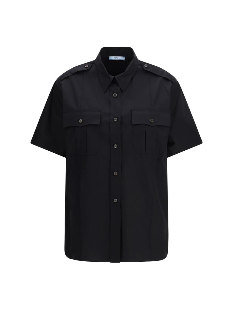 shirt short-sleeve poplin black by Selfnex