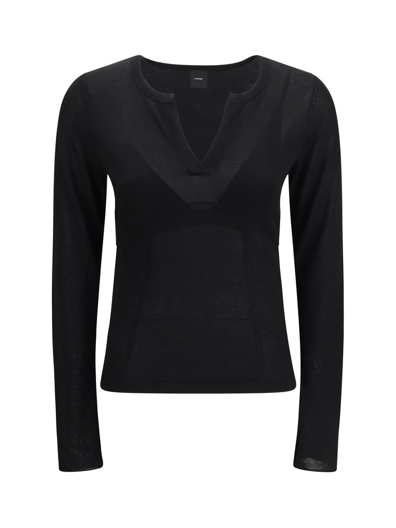sweater v-open neckline black limousine by Selfnex