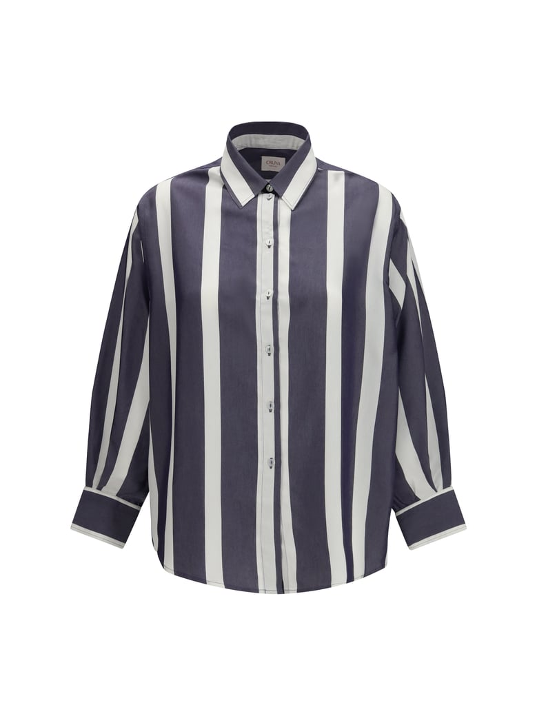 oversized striped shirt midnight blue by Selfnex