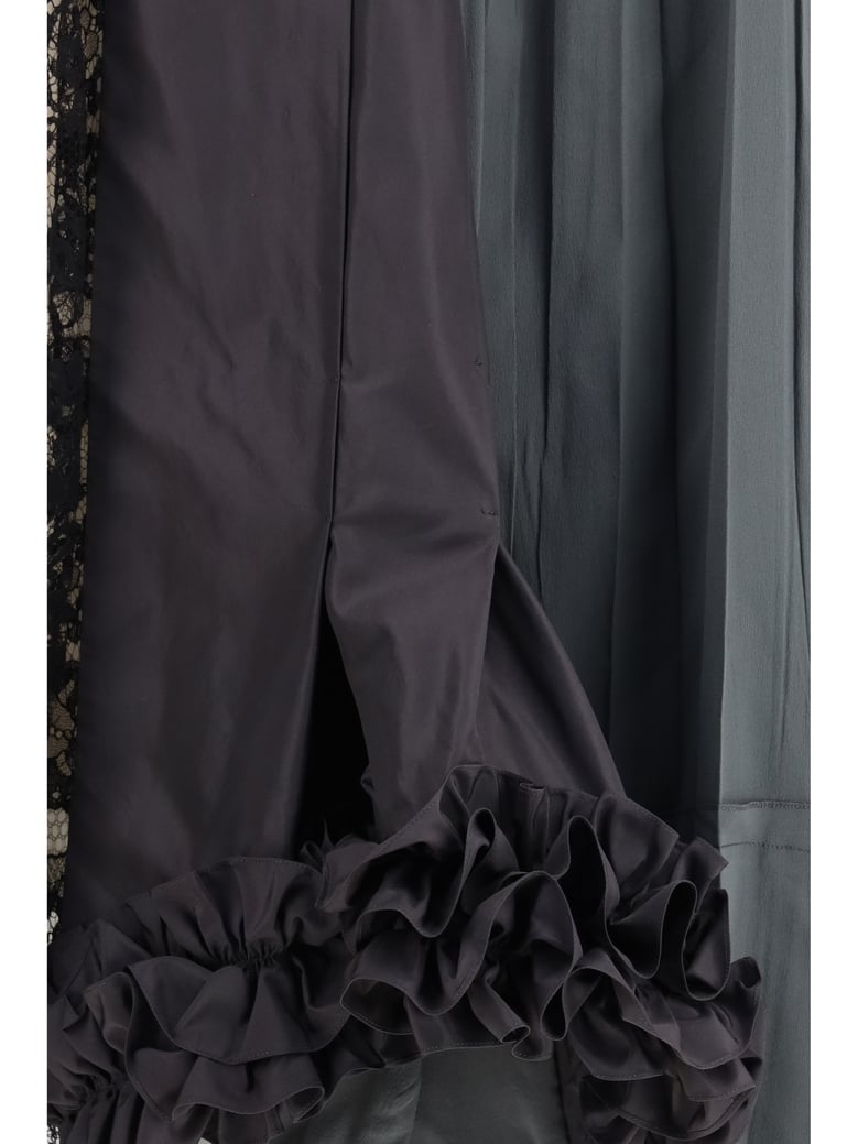 midi patchwork skirt in hematite silk by Selfnex