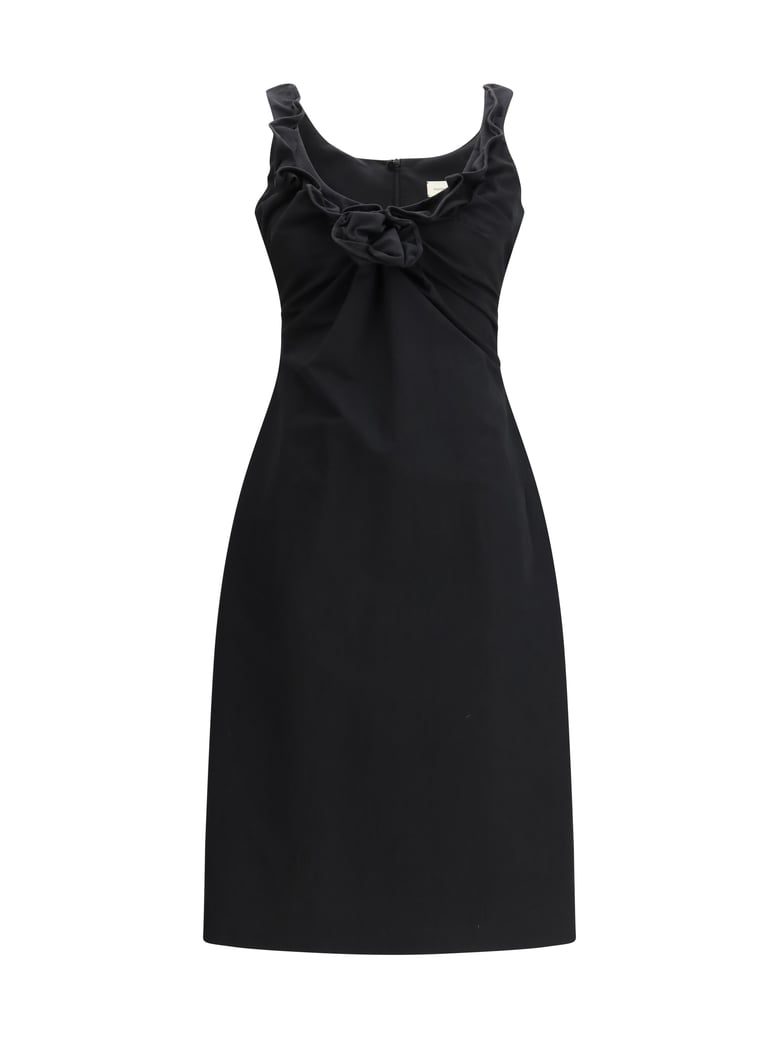 sleeveless dress draped neckline black by Selfnex
