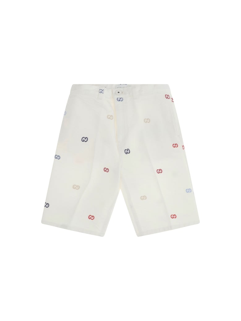 shorts gg cotton denim jacquard white/multicolour by Selfnex