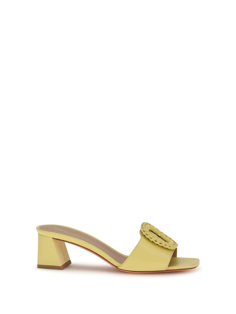 leather mule sandals yellow by Selfnex
