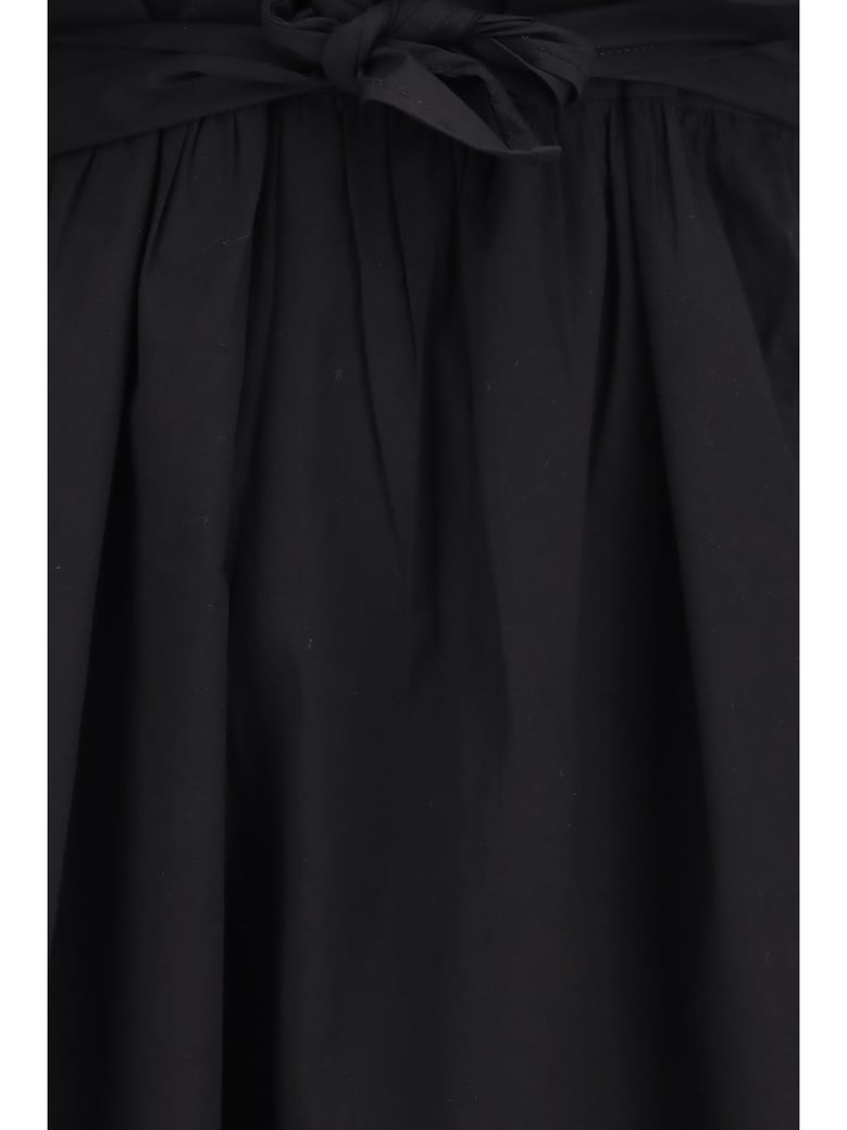 midi dress with bows and puff shoulders, black by Selfnex