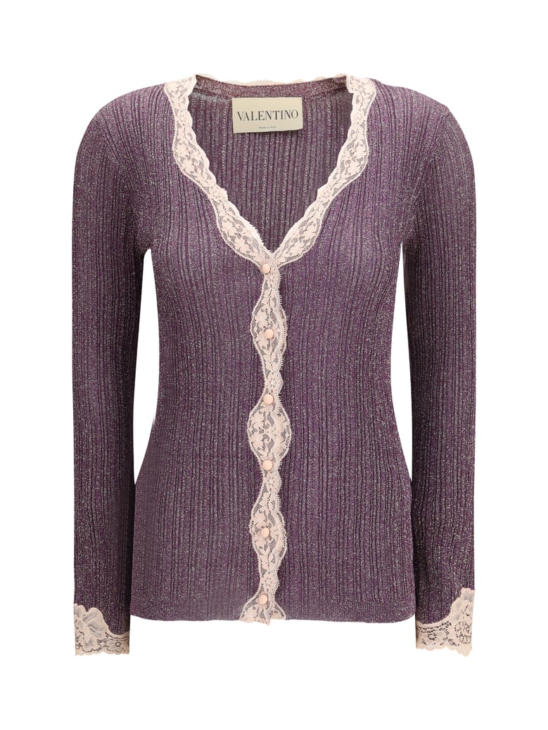 cardigan lurex knit aubergine/gold by Selfnex