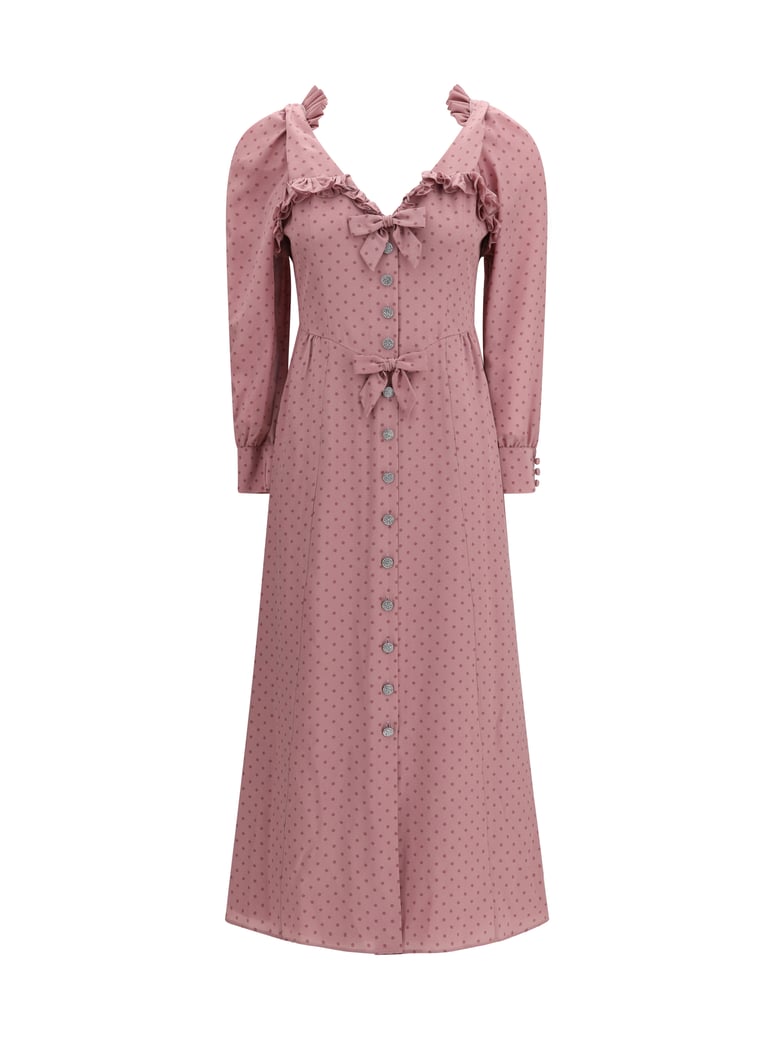 midi dress polka dot mauve by Selfnex