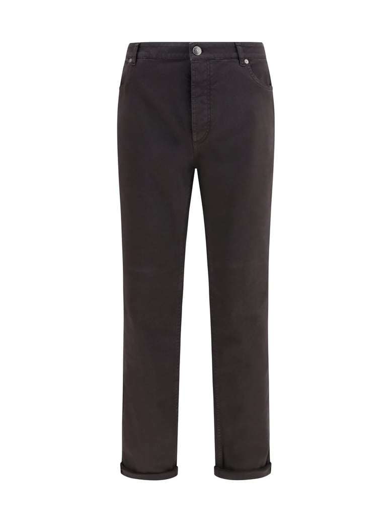 jeans with turn-up hem dark brown by Selfnex