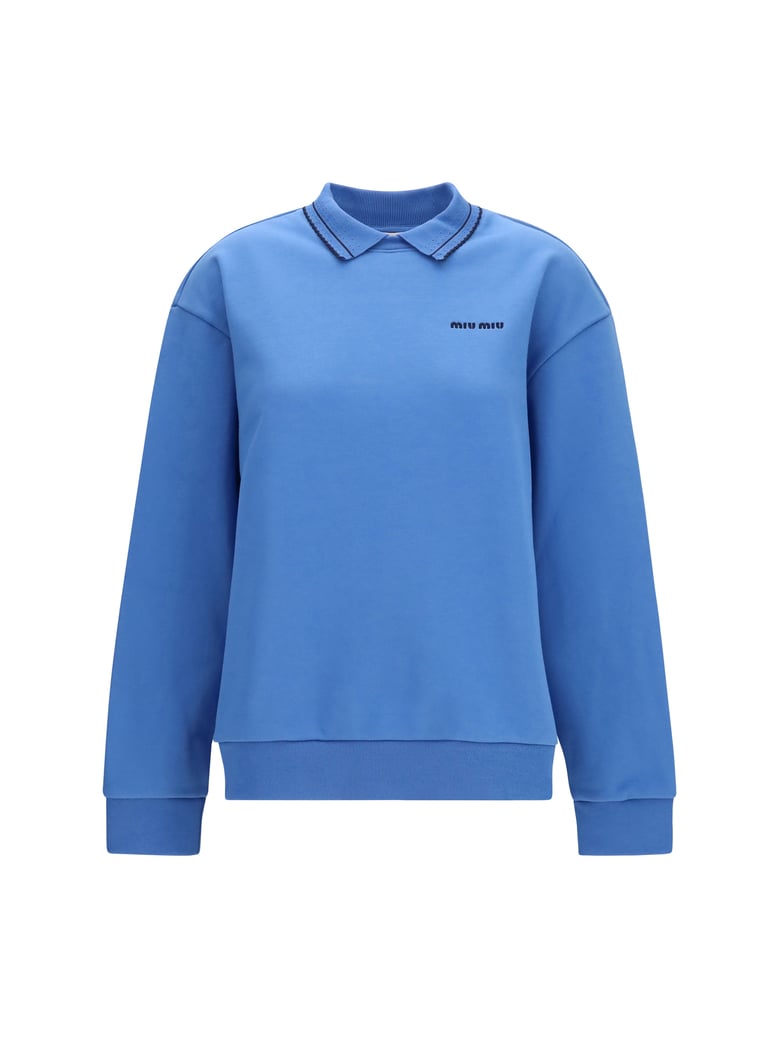 crewneck sweatshirt with collar light blue by Selfnex