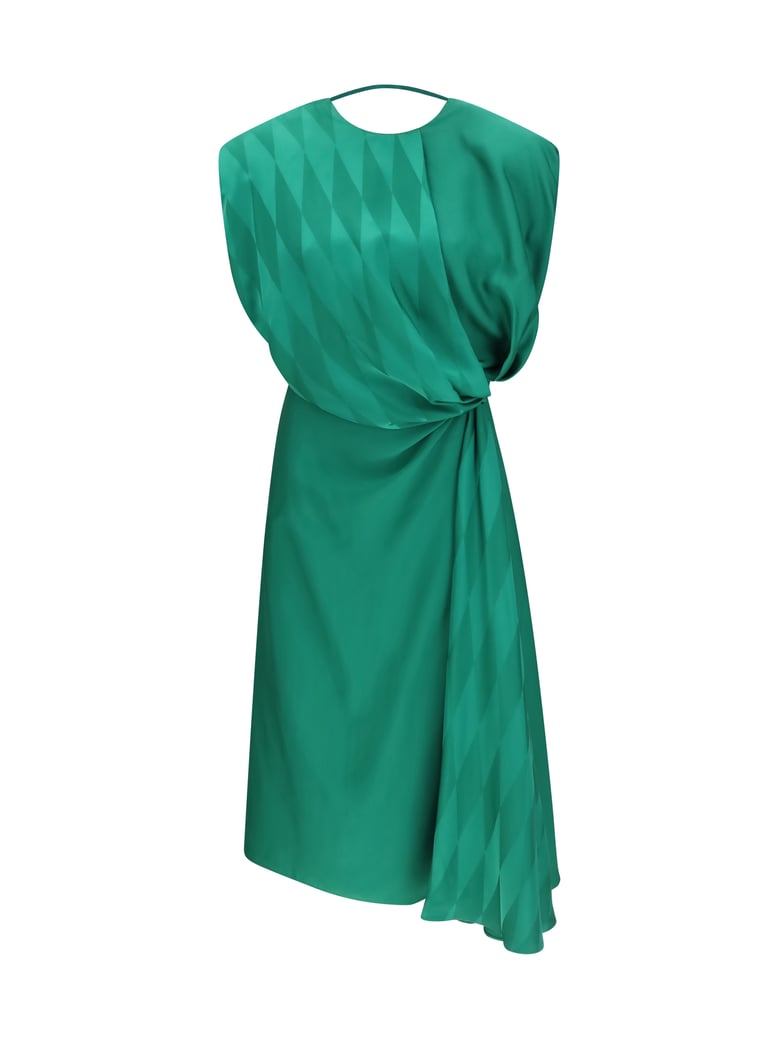 midi silk dress with twist detail, emerald by Selfnex