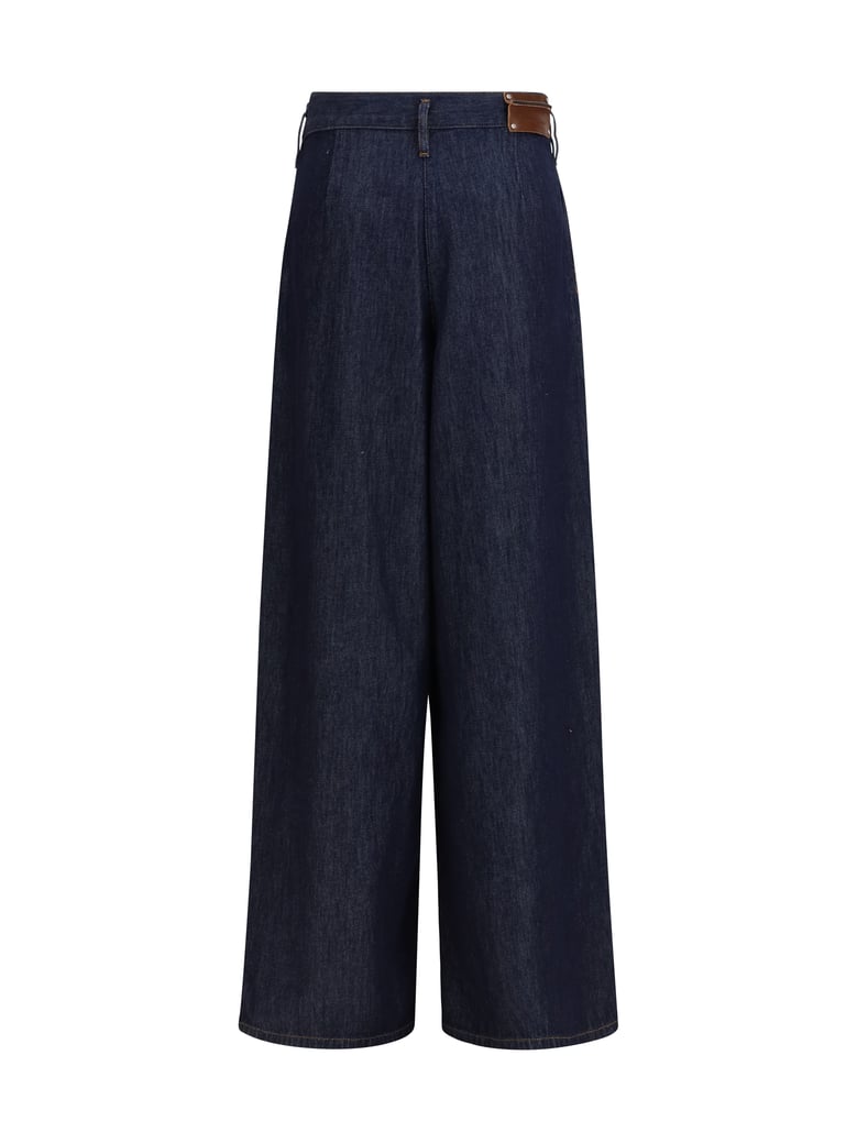 wide-leg pleated jeans indigo by Selfnex