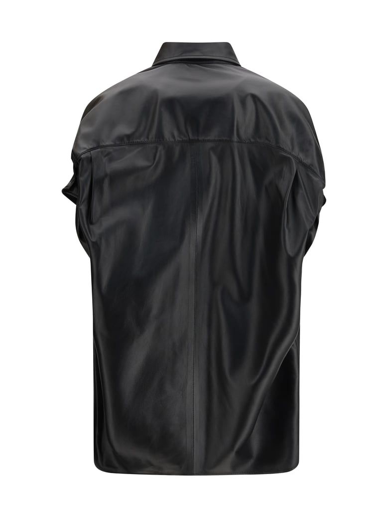 shirt tucked sleeves lambskin black by Selfnex