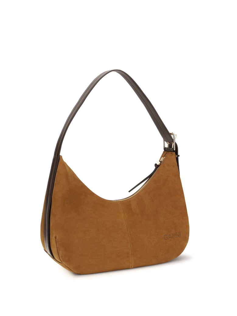 shoulder bag in vegan suede caramel by Selfnex