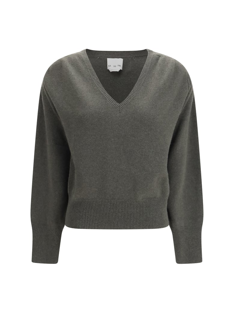 cashmere v-neck sweater military green by Selfnex