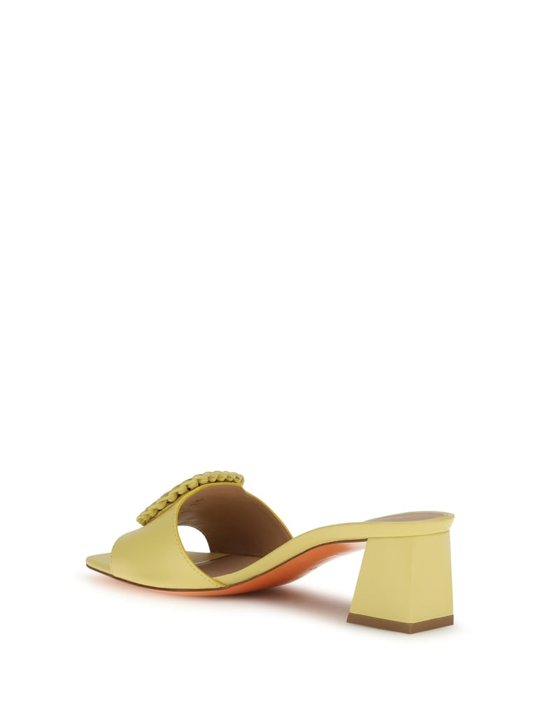 leather mule sandals yellow by Selfnex