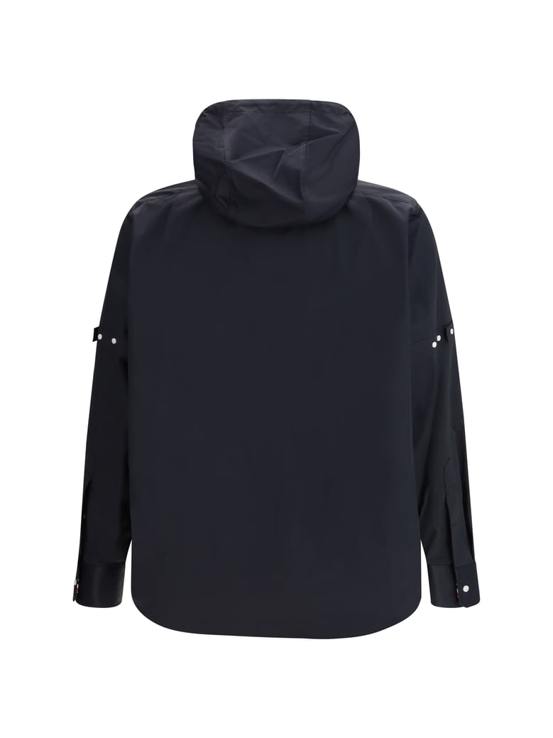 hooded shirt jacket navy nylon-cotton by Selfnex
