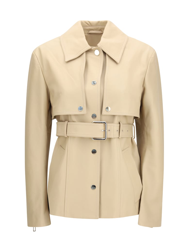 convertible leather jacket stenzone beige by Selfnex