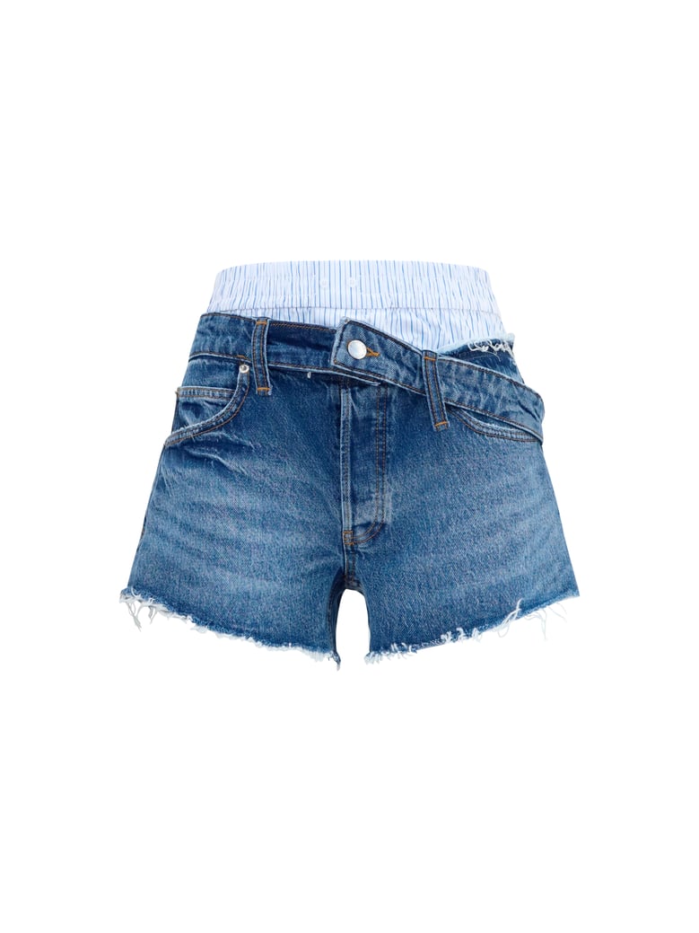 denim shorts vintage marbled blue by Selfnex