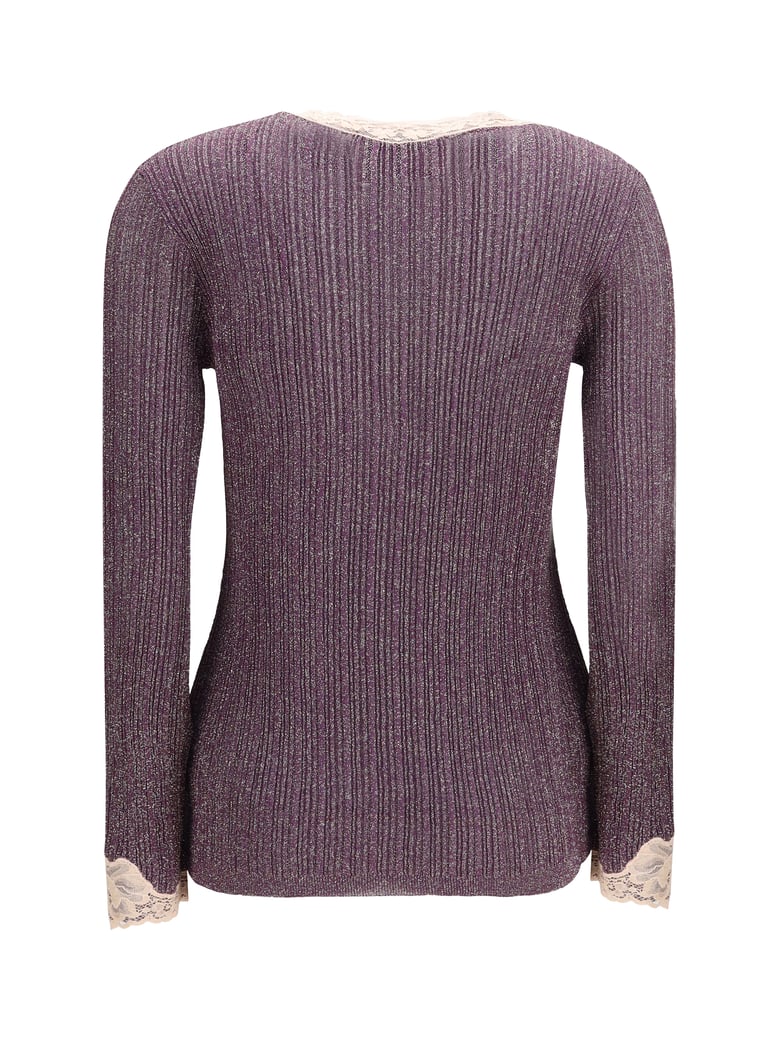 cardigan lurex knit aubergine/gold by Selfnex