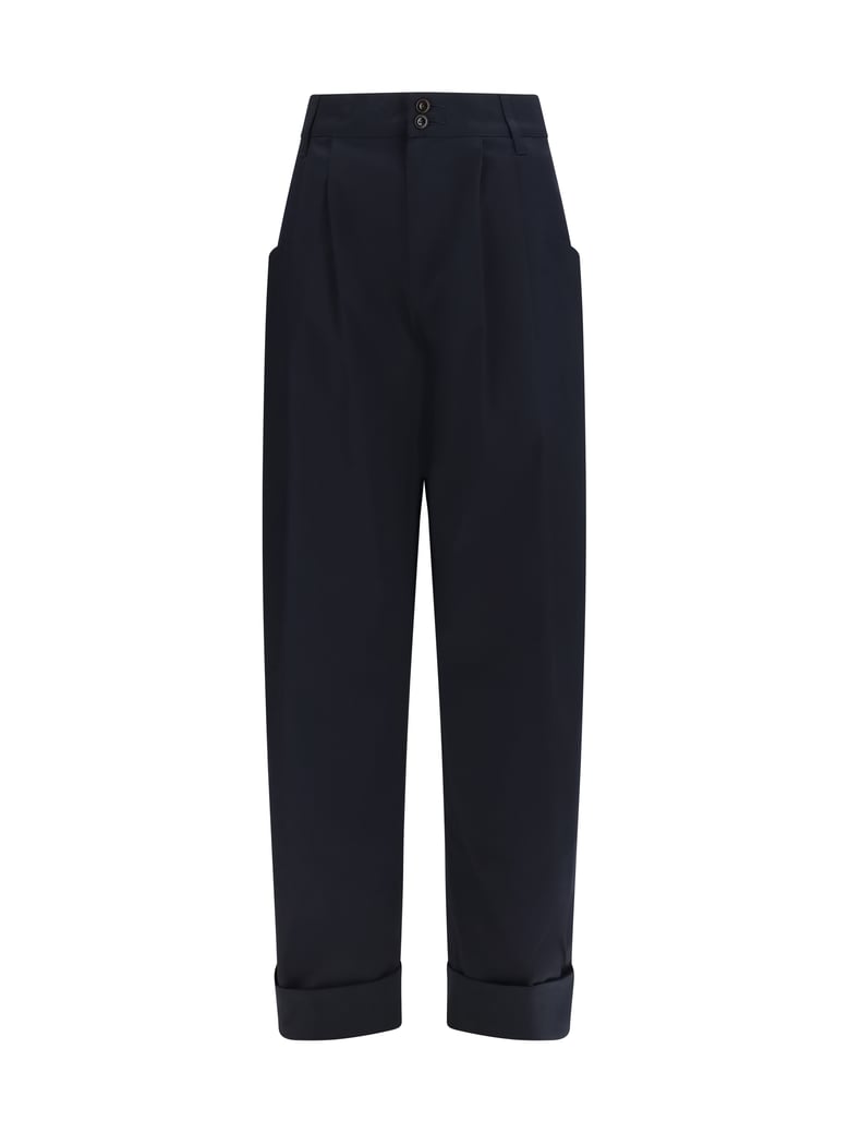wide trousers lindsay barrel navy blue gabardine by Selfnex