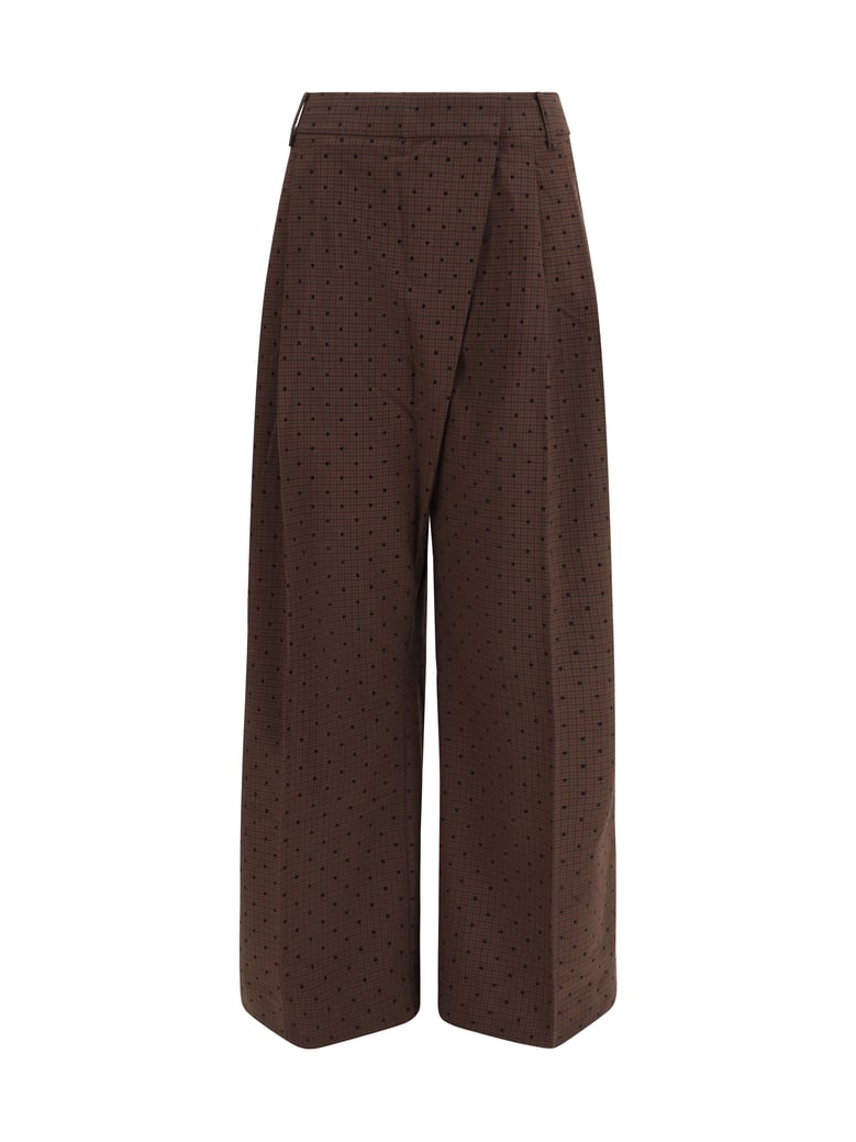 flocked plaid crossover pants chicory coffee by Selfnex