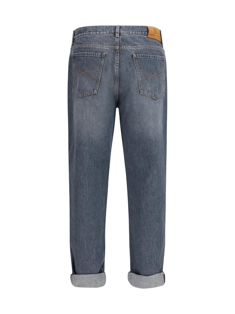 jeans straight-leg turn-up medium grey by Selfnex