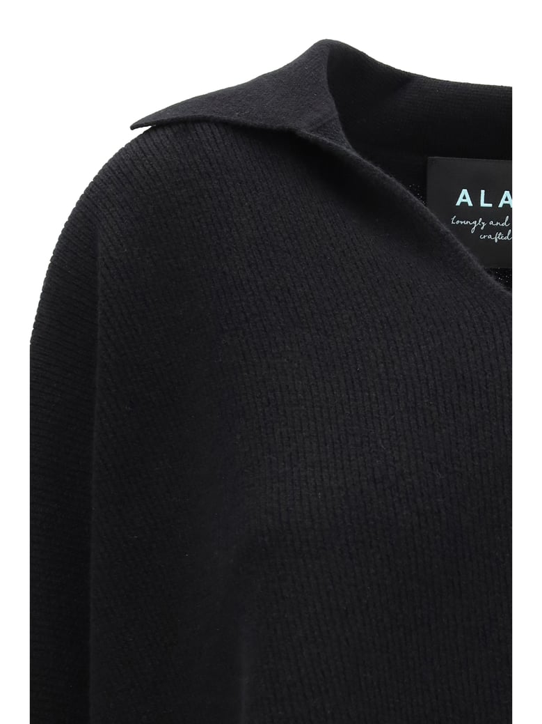 sweater with polo collar black by Selfnex
