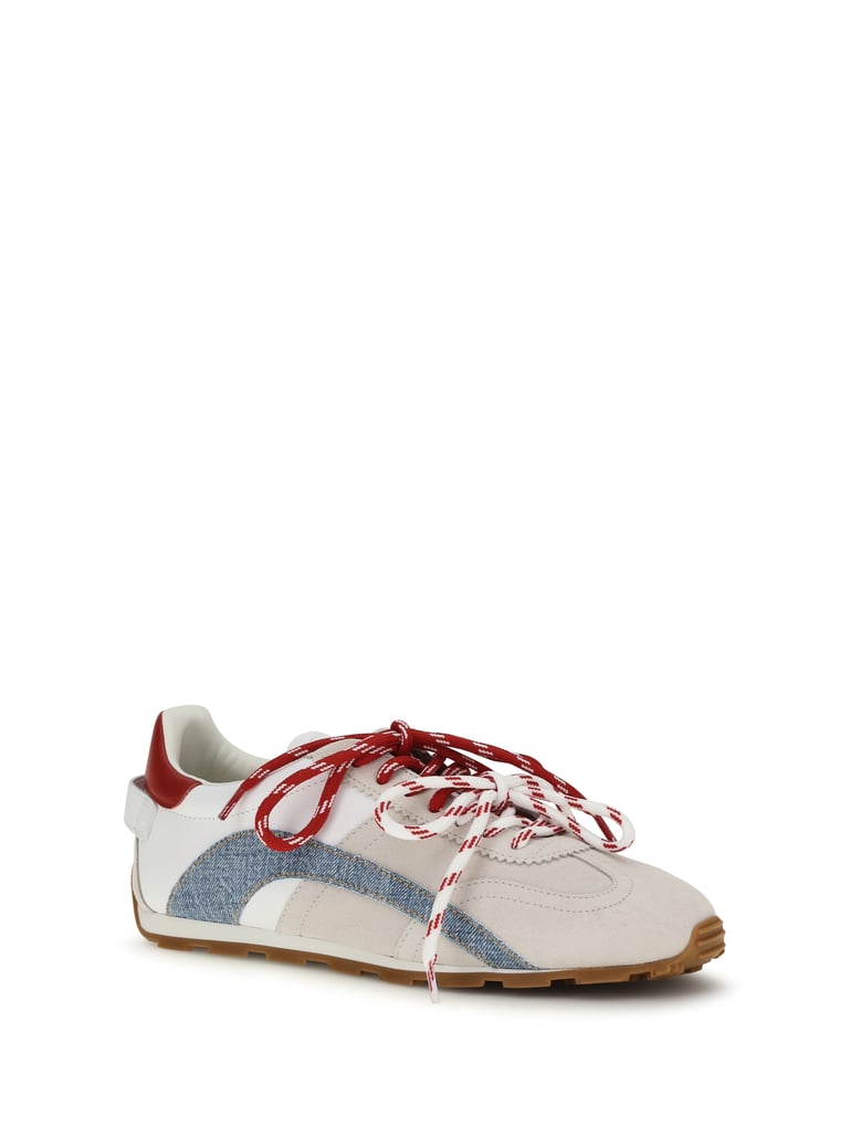 sneakers calf leather white/denim/red by Selfnex