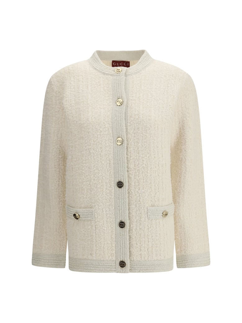 cardigan bouclé lamé wool ivory/silver by Selfnex