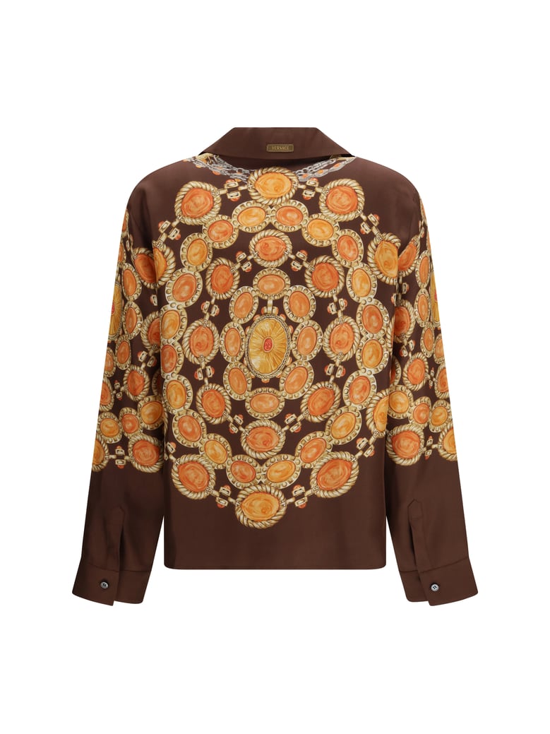 buttoned shirt chain-print chocolate/amber by Selfnex