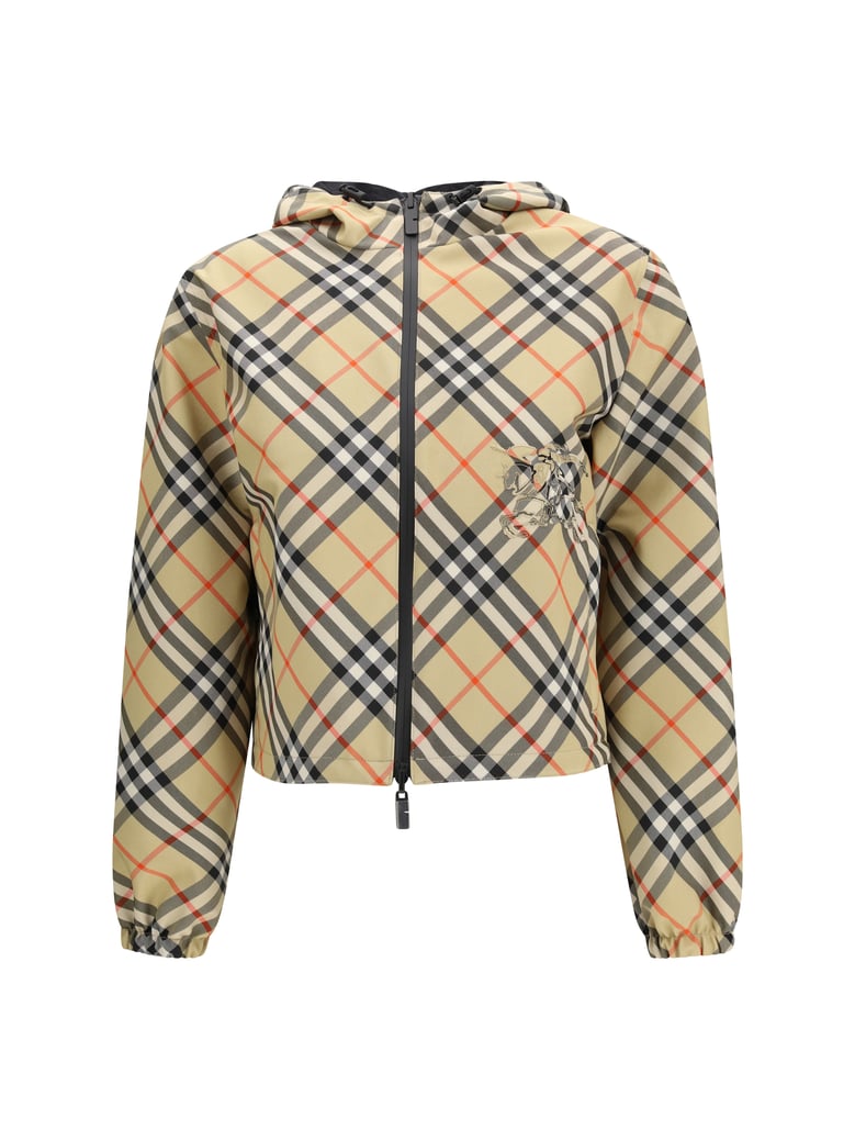 cropped reversible check jacket — sand by Selfnex