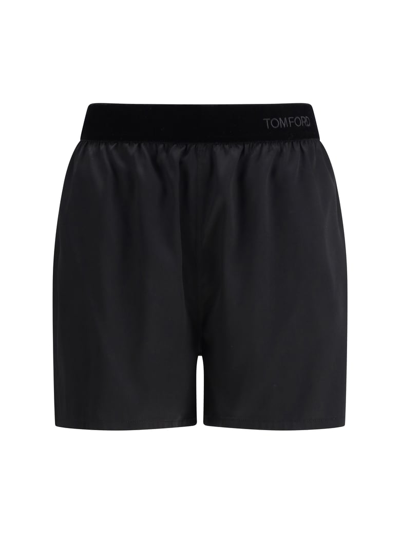 pj shorts stretch silk satin black by Selfnex