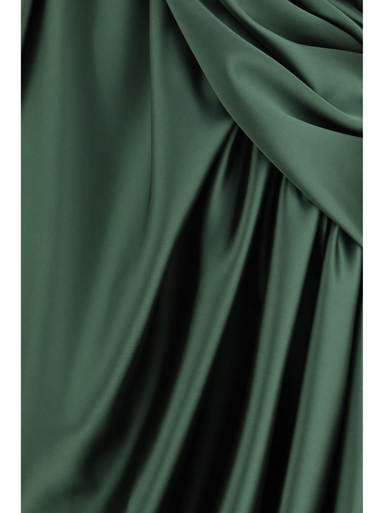 midi dress draped green satin by Selfnex