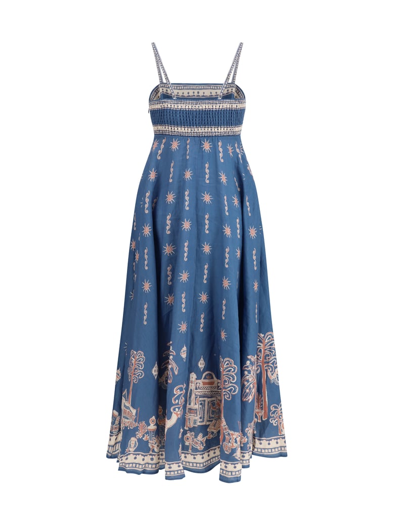 maxi dress acacia linen blue by Selfnex