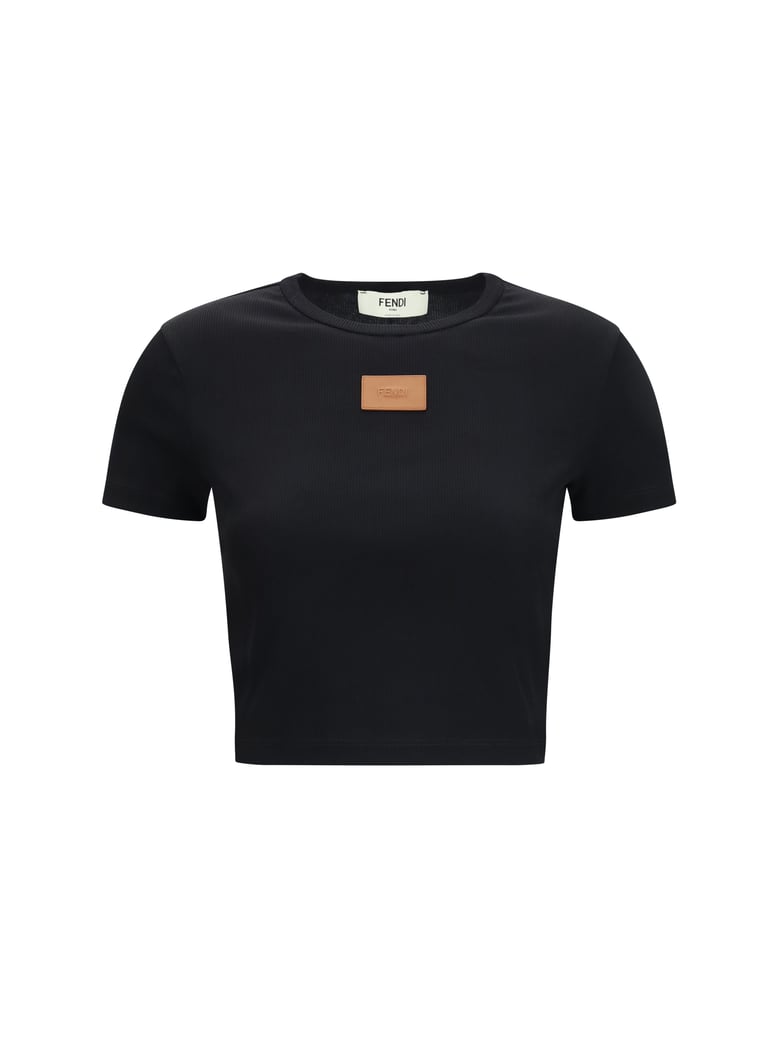 t-shirt cropped ribbed cotton black by Selfnex