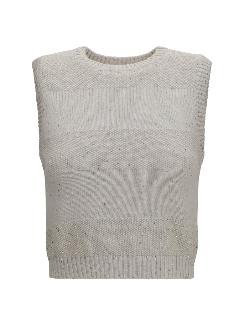 vest knit sequin oatmeal by Selfnex
