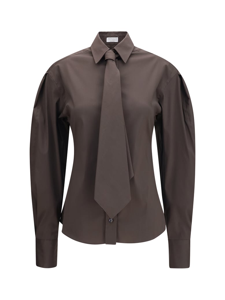 cotton-blend shirt with tie by Selfnex