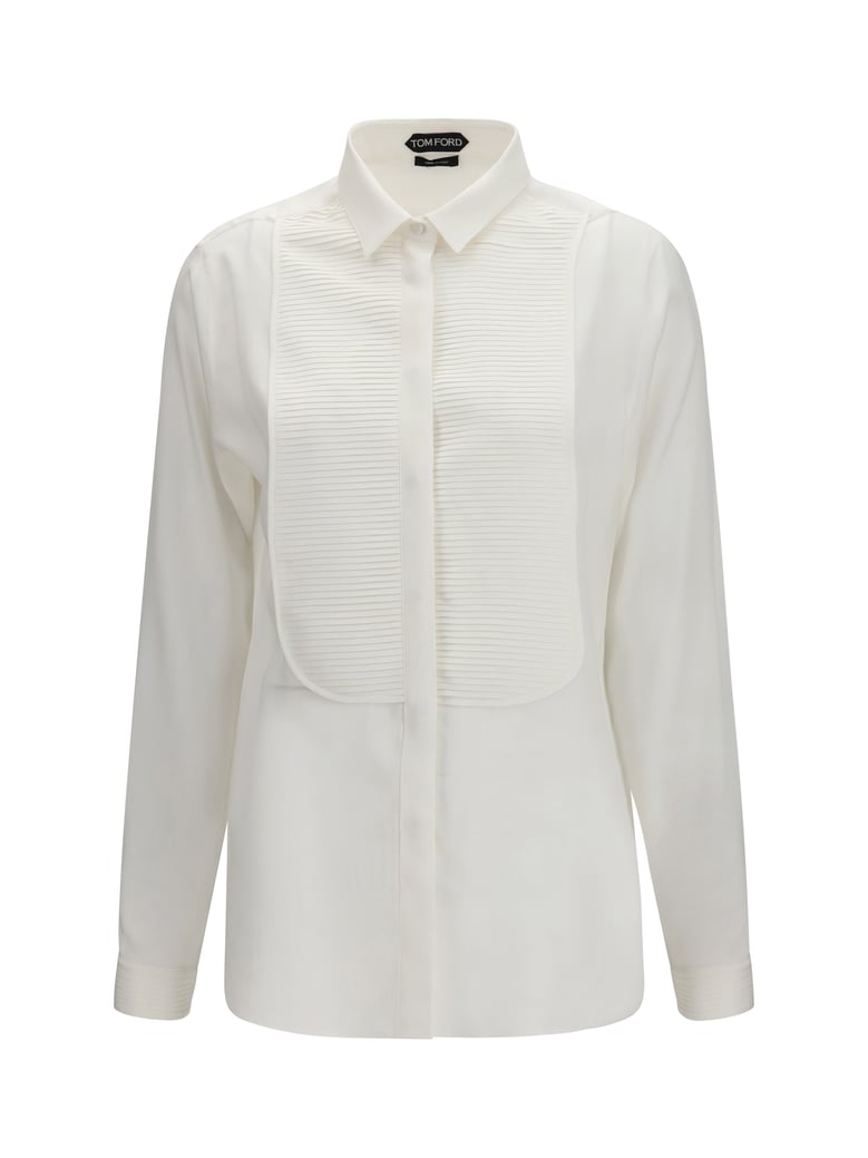 shirt tuxedo optical white silk by Selfnex