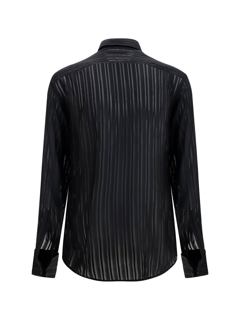 shirt striped silk gauze black by Selfnex