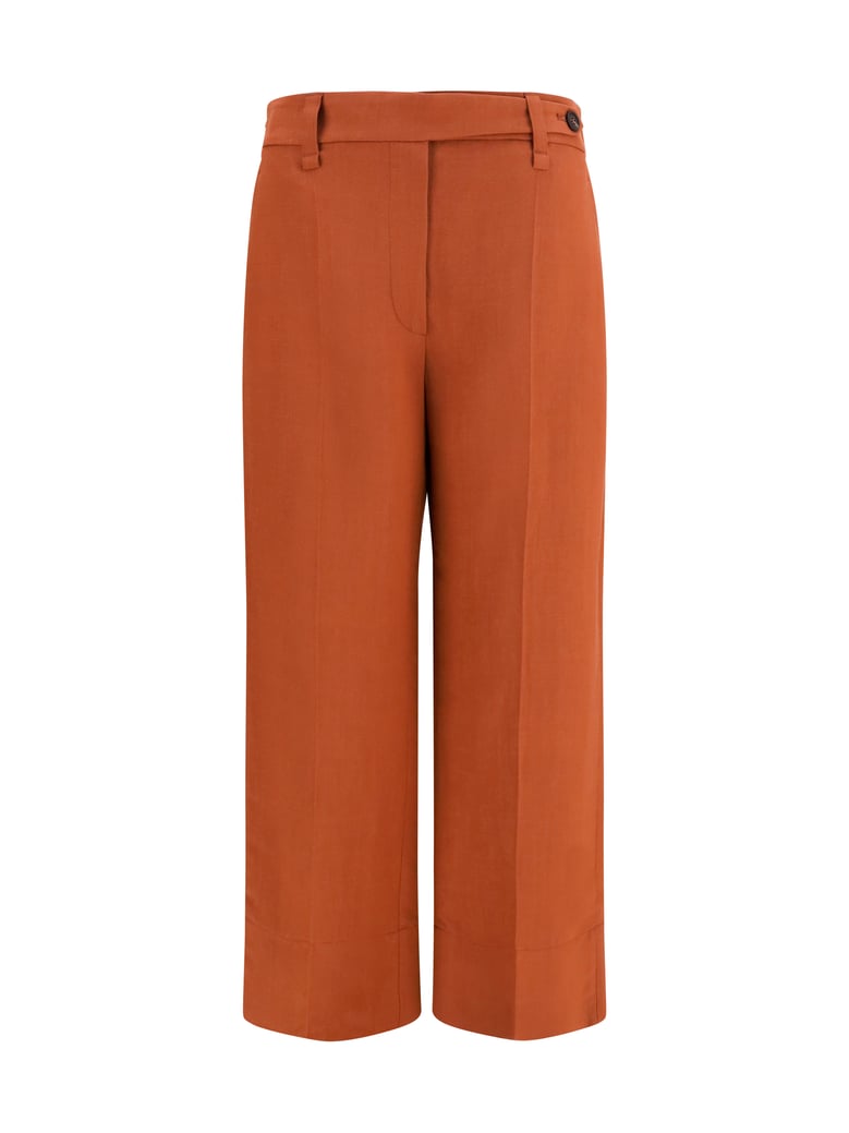 cigarette pants firebrick viscose-linen by Selfnex