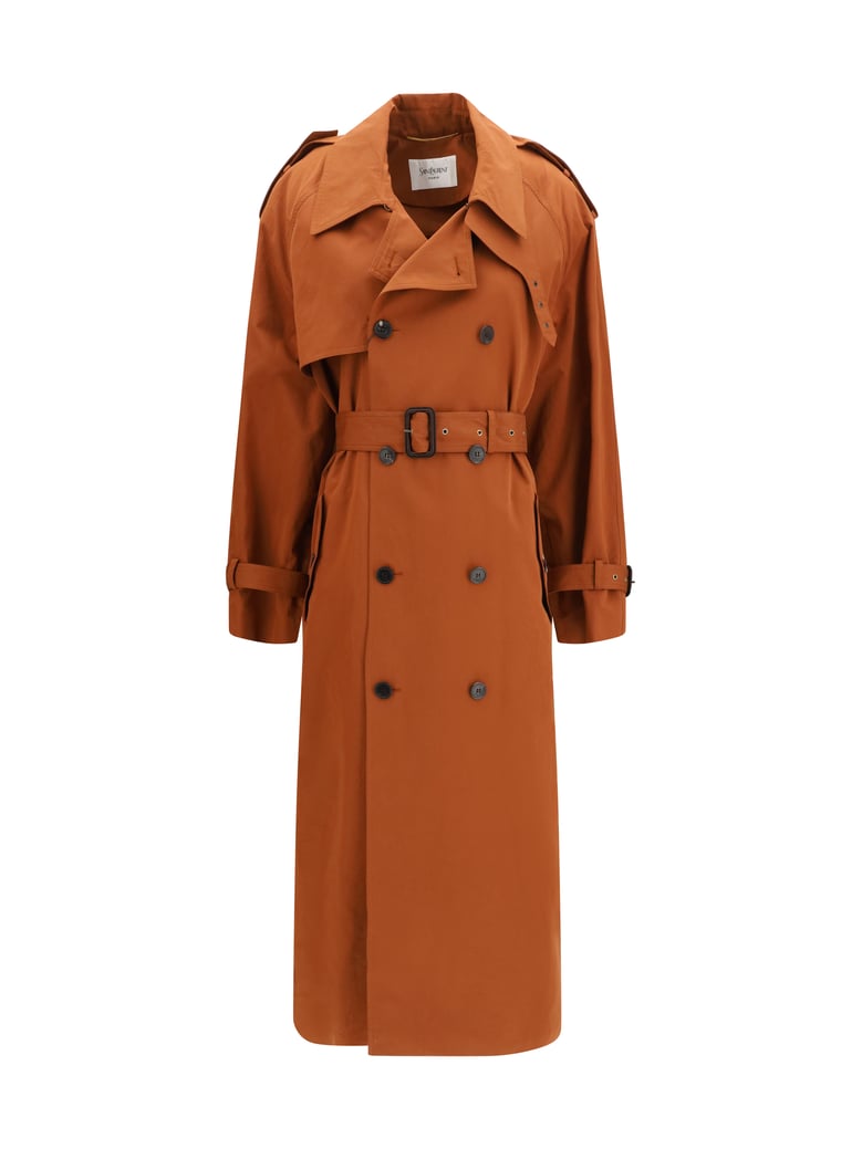 coat belted double-breasted coffee by Selfnex